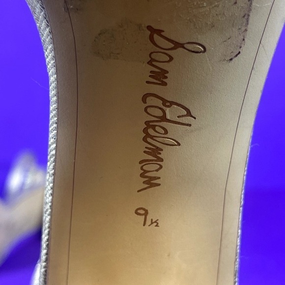 Sam Edelman Women's Metallic Gold Ankle Strap Block Heel Sandals Shoe Size 9.5 - Picture 8 of 9